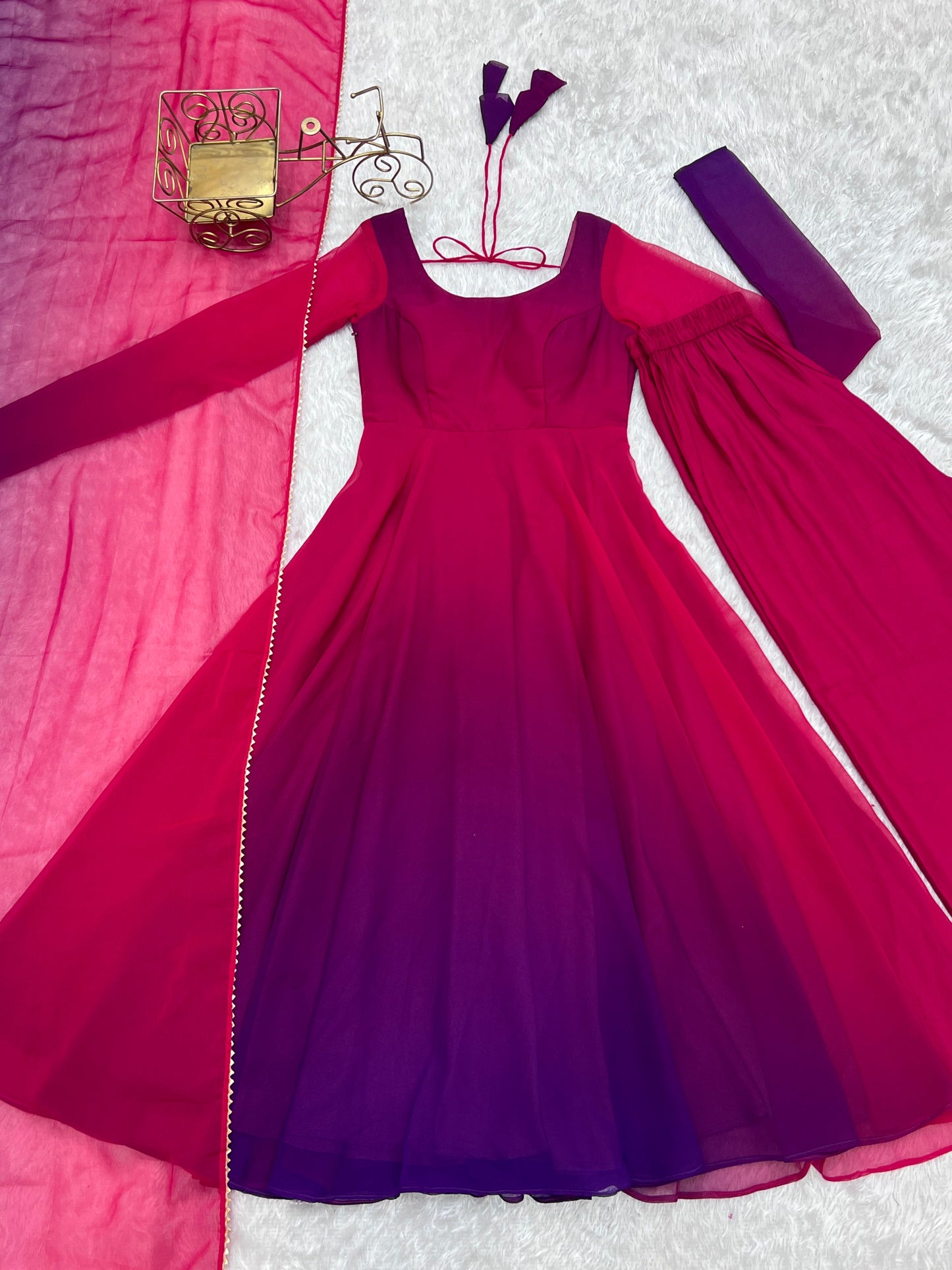Awesome Dark Pink Color Heavy Pure Soft Faux Georgette Designer Anarkali Gown