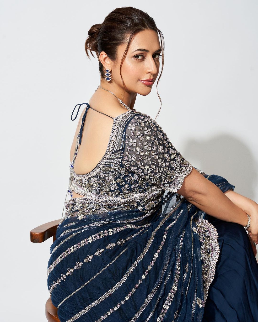 Beautiful Designer Blue Color Vichitra Ready To Wear Lehenga Saree