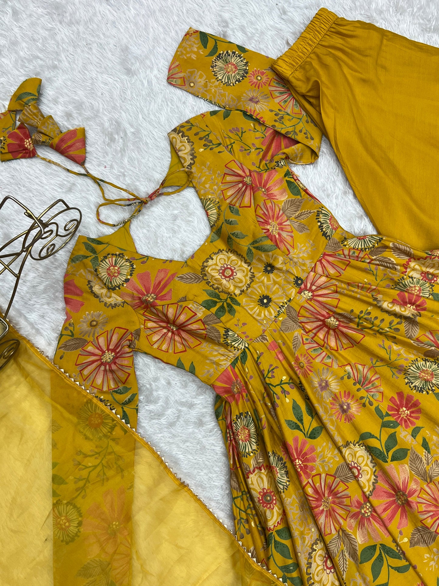 Haldi Special Wear Yellow Color Heavy Pure Soft Roman Silk Chanderi Designer Palazzo Suit