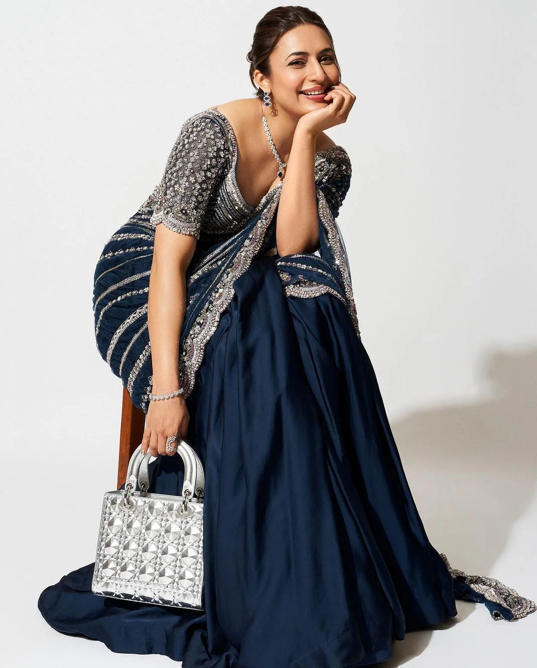Beautiful Designer Blue Color Vichitra Ready To Wear Lehenga Saree