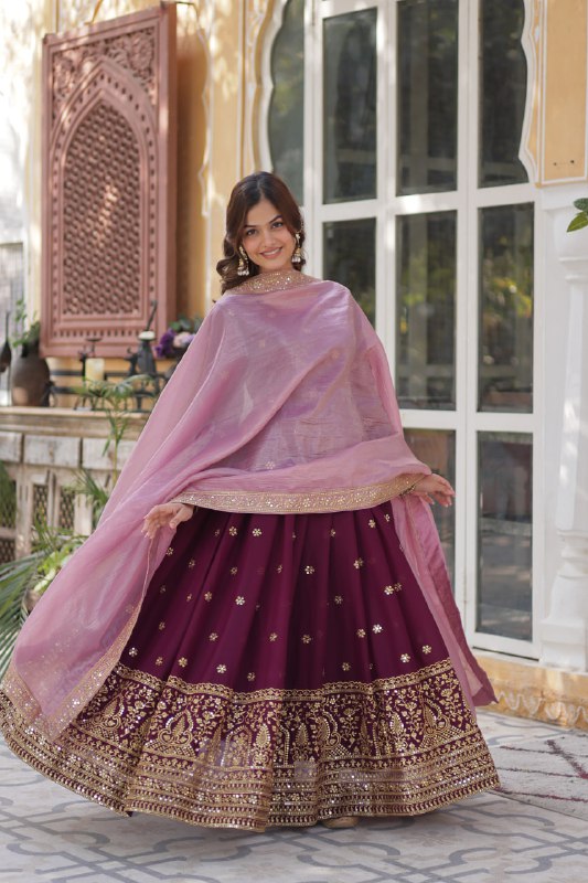 Luxuriant Wine Color Star Georgette With Embroidery Zari Sequins Work Designer Gown