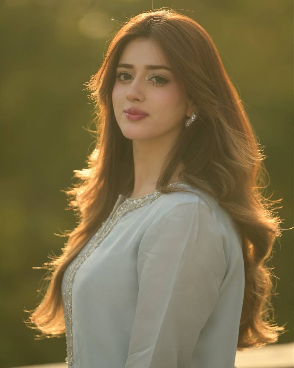 Fabulous Sky Color Faux Georgette And Embroidery With Hand work And Beads Salwar Suit