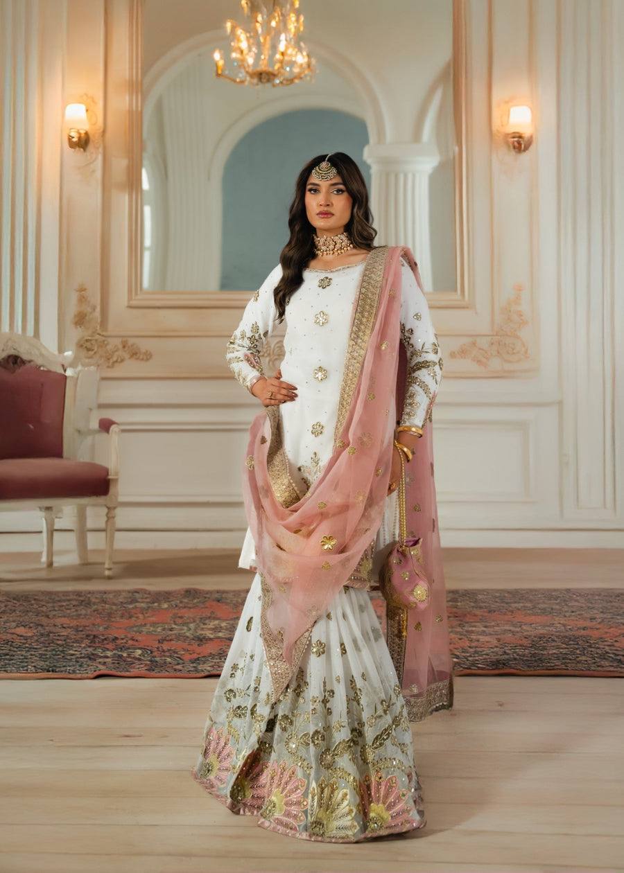 Stunning White Color Heavy Faux Georgette With 5mm Embroidery Sequence Work Designer Sharara Suit