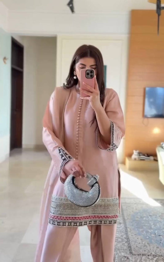 Festive Wear Dusty Pink Color Heavy Natural Creap