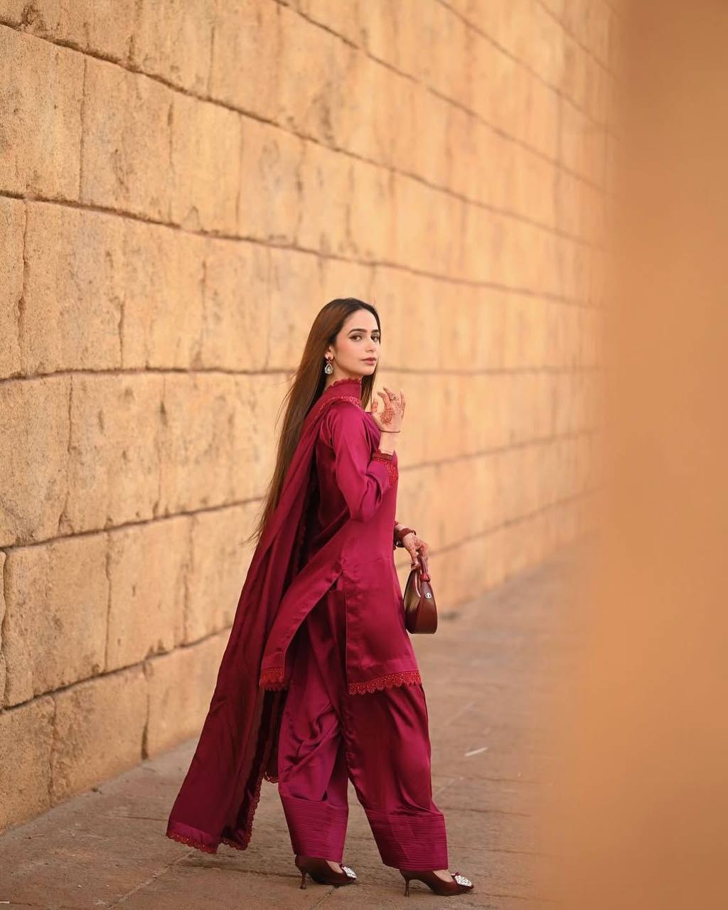 Superhit Red Color French Crape With Sequence Embroidered Work Salwar Suit