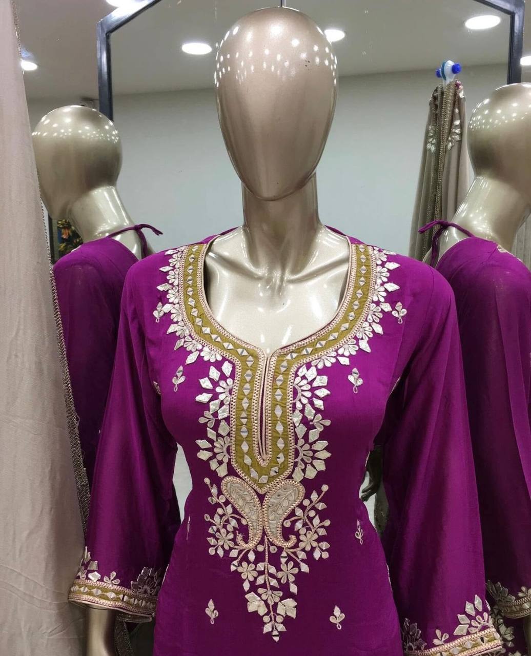 Function Wear Burgundy Color Heavy Faux Georgette With Embroidery Sequence Work Sharara Suit