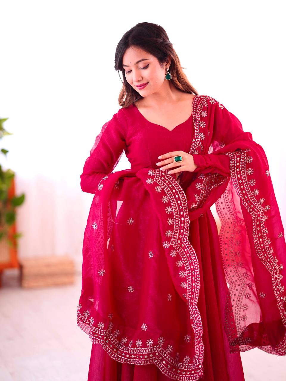 Fashionable Party Wear Look Pink Color Heavy Fandy Silk Gown