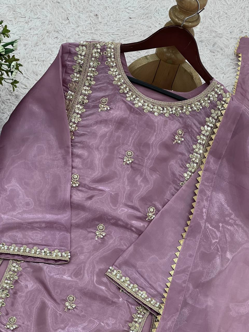 Captivating Lavender Color Pure Jimmy Choo With Embroidery Sequence Work Salwar Palazzo Suit