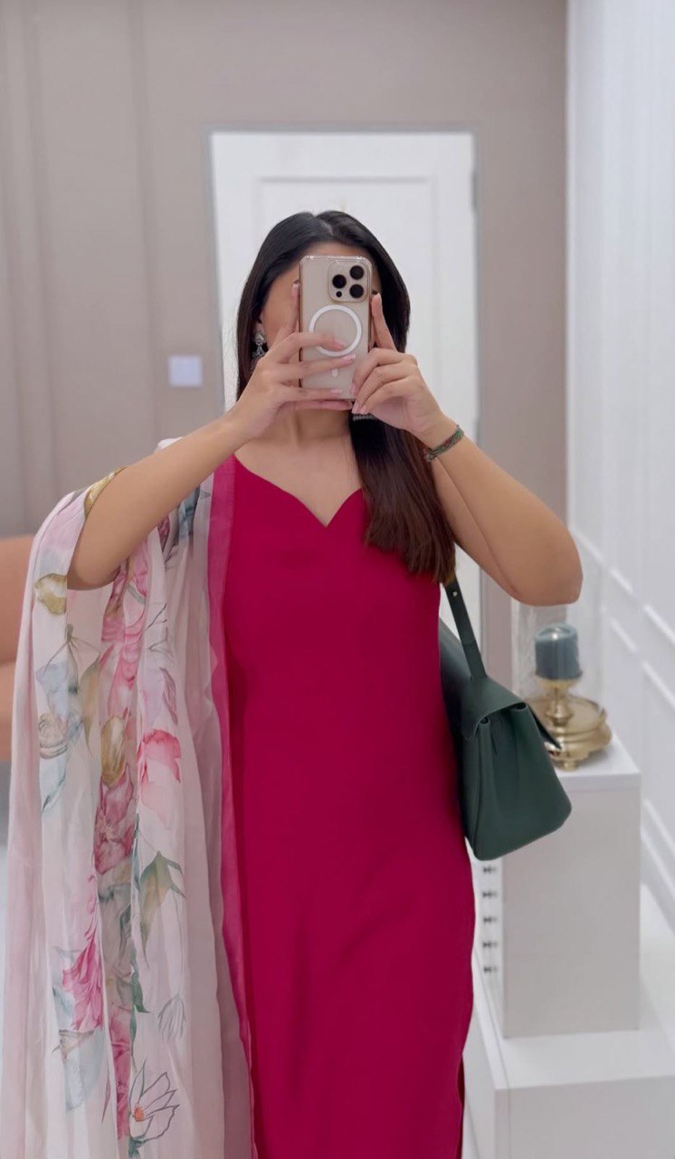 Stylish Casual Wear Pink Color Georgette Kurta