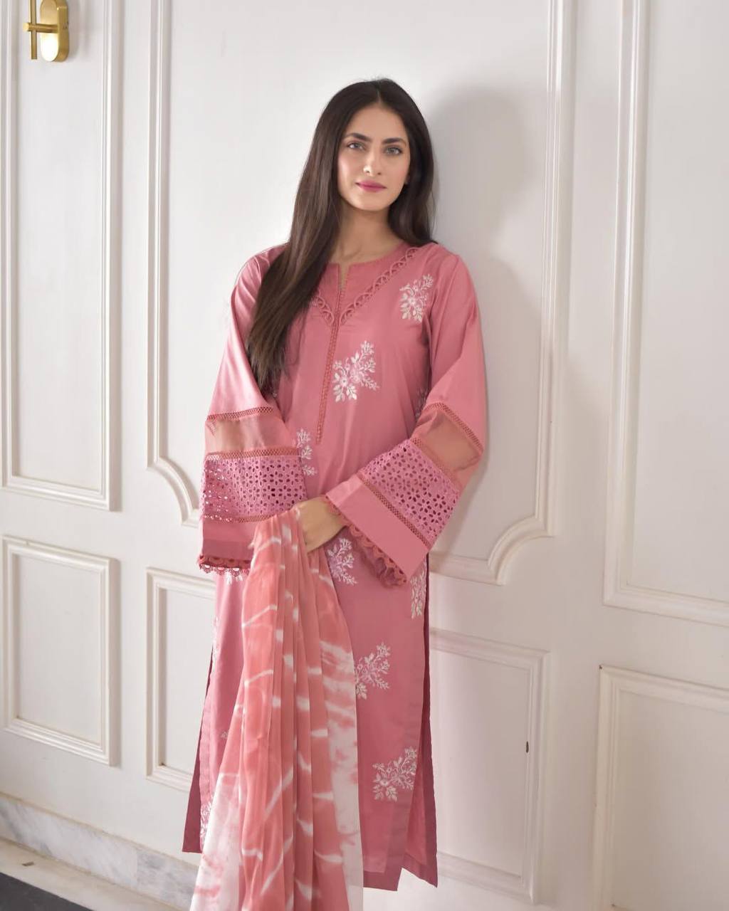 Ravishing Baby Pink Color Roman Silk With Embroidery Work Salwar Suit