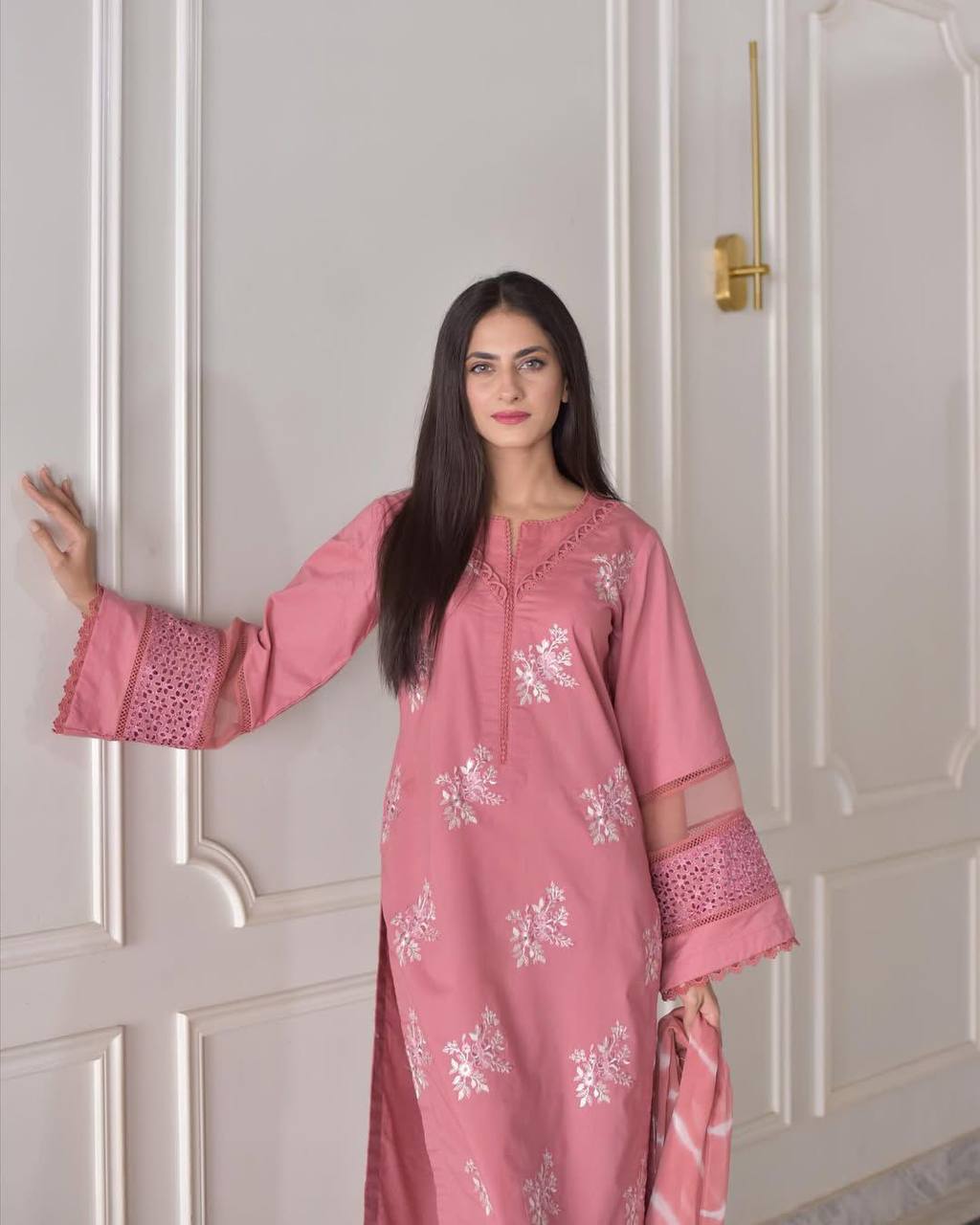Ravishing Baby Pink Color Roman Silk With Embroidery Work Salwar Suit