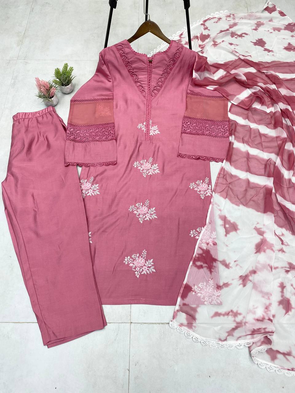 Ravishing Baby Pink Color Roman Silk With Embroidery Work Salwar Suit