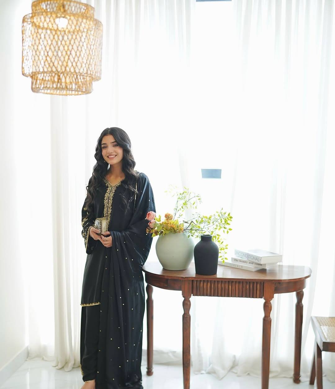 Festive Wear Black Color Pure Faux Georgette With Embroidery Sequence Work Palazzo Suit