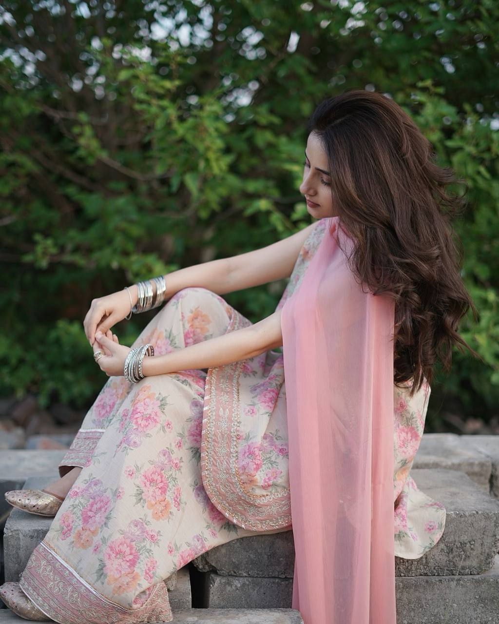 Function Wear Off White Color Pure Sifon Georgette With Digital Print With Embroidery Sequence Work Salwar Suit