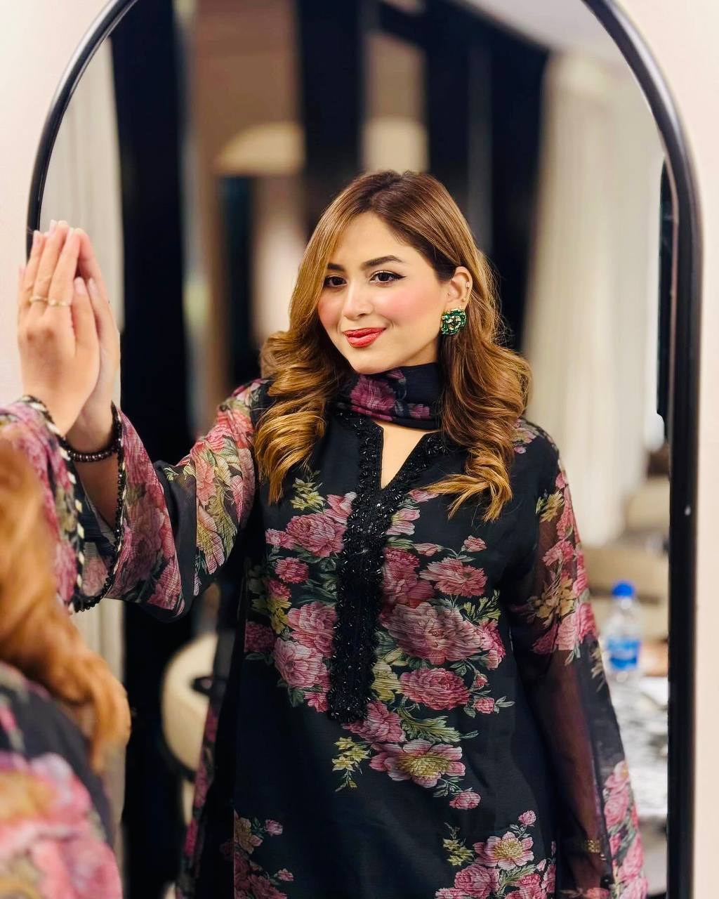 Function Wear Black Color Pure Faux Georgette With Digital Print Palazzo Suit