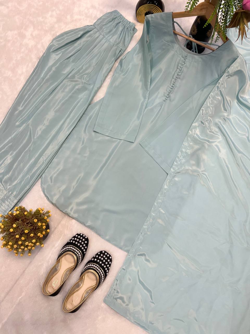 Party Wear Designer Grey Color Farshi Style Patiyala Salwar Suit