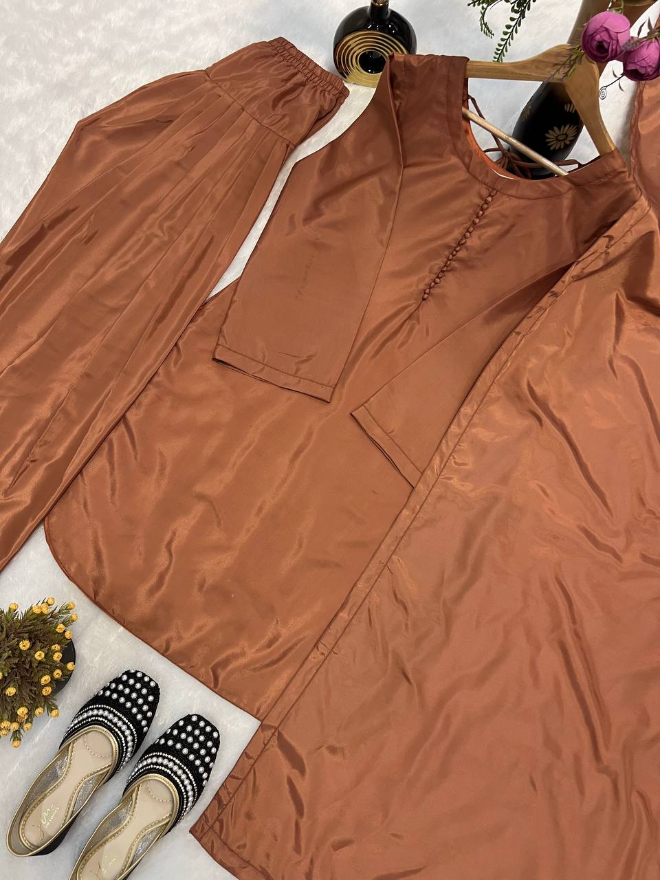 Wedding Wear Designer Brown Color Farshi Style Patiyala Salwar Suit