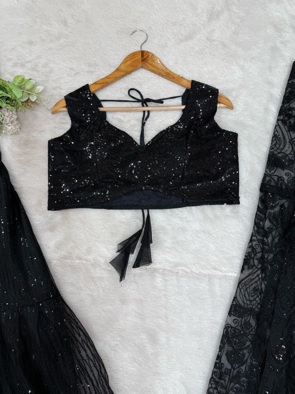 Wedding Wear Black Color Soft Butterfly Net And Thread With Sequence Palazzo Suit