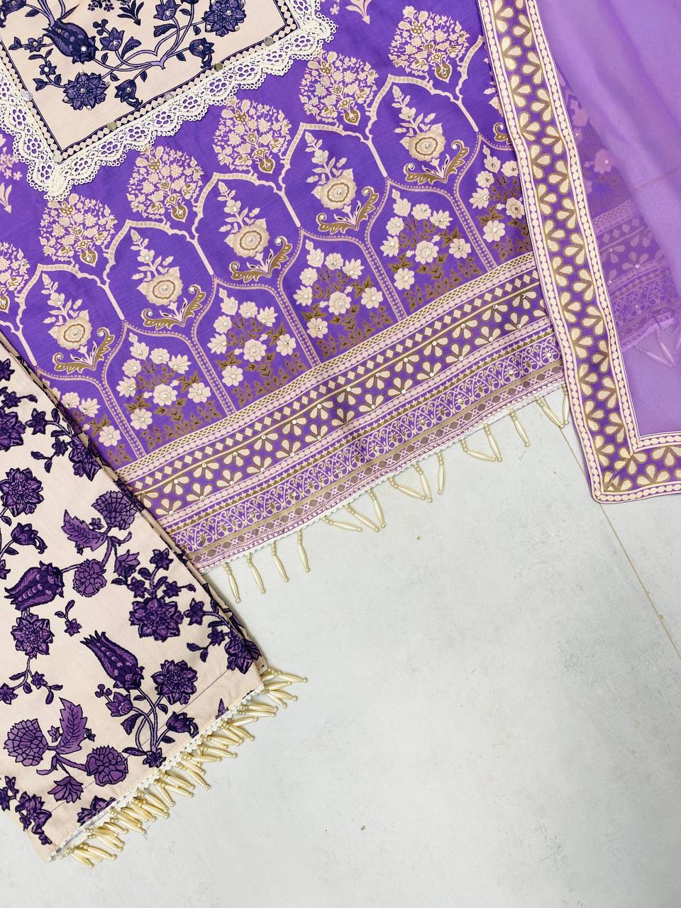 Beautiful Lavender Color Real Mirror And Diamond Work Designer Salwar Suit