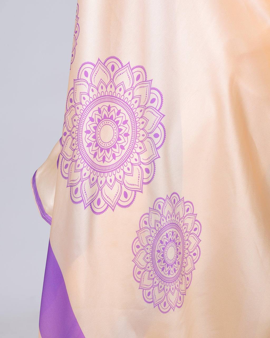 Reception Wear Light Peach Color Japan Satin Digital Printed Hands-Free Ready To Wear Saree