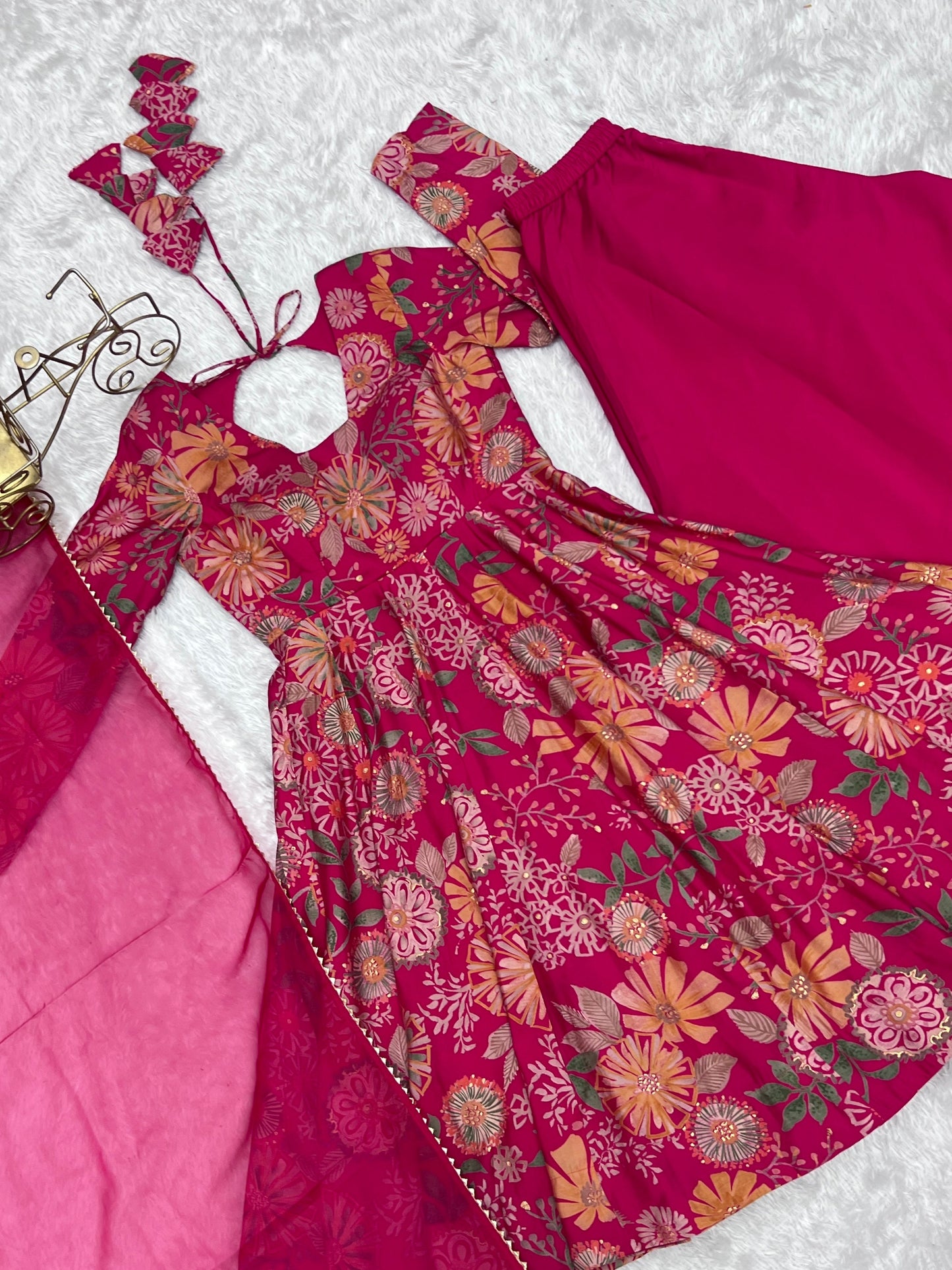 Fabulous Pink Color Heavy Pure Soft Roman Silk Chanderi Designer Palazzo Suit