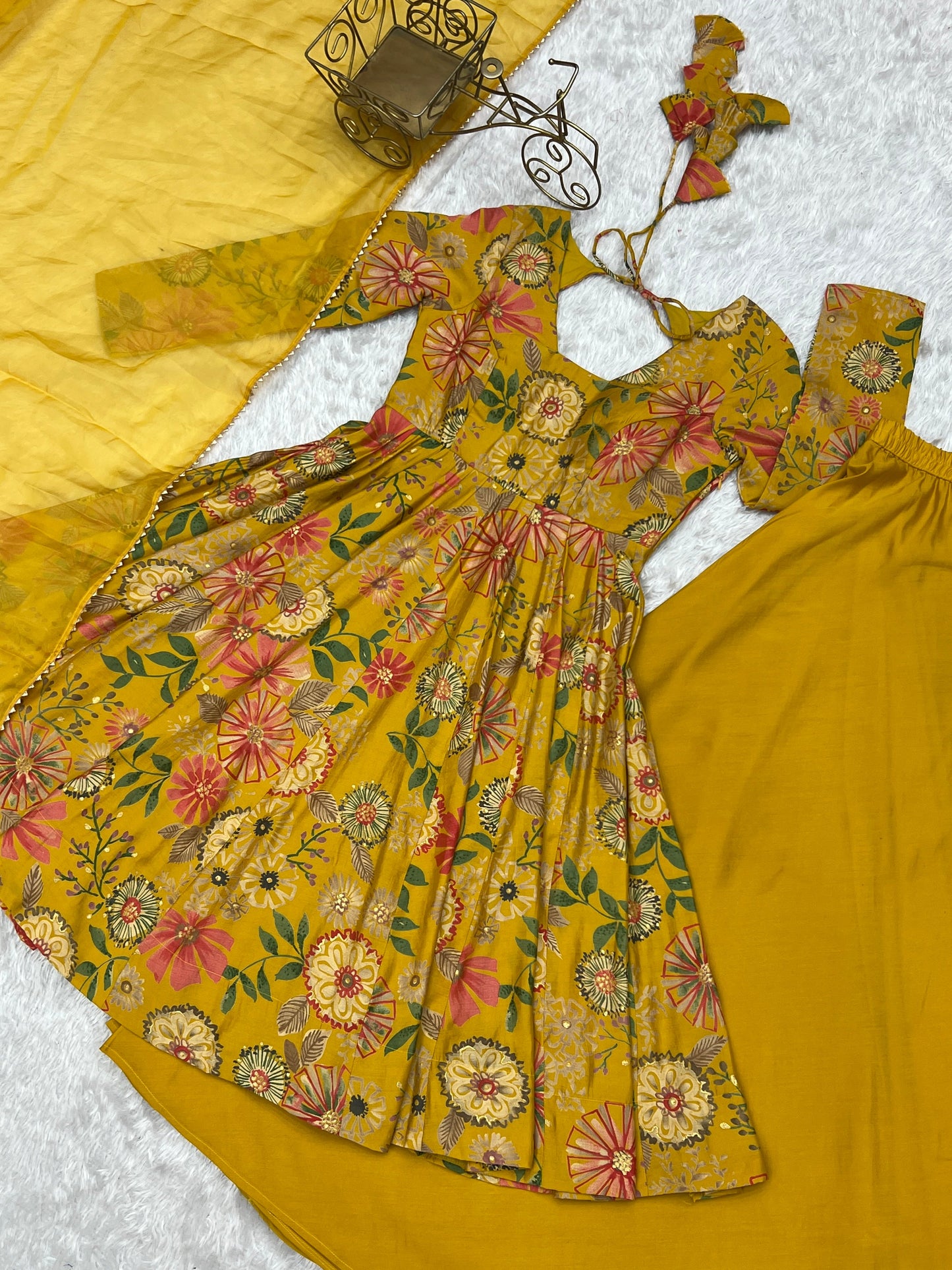 Haldi Special Wear Yellow Color Heavy Pure Soft Roman Silk Chanderi Designer Palazzo Suit