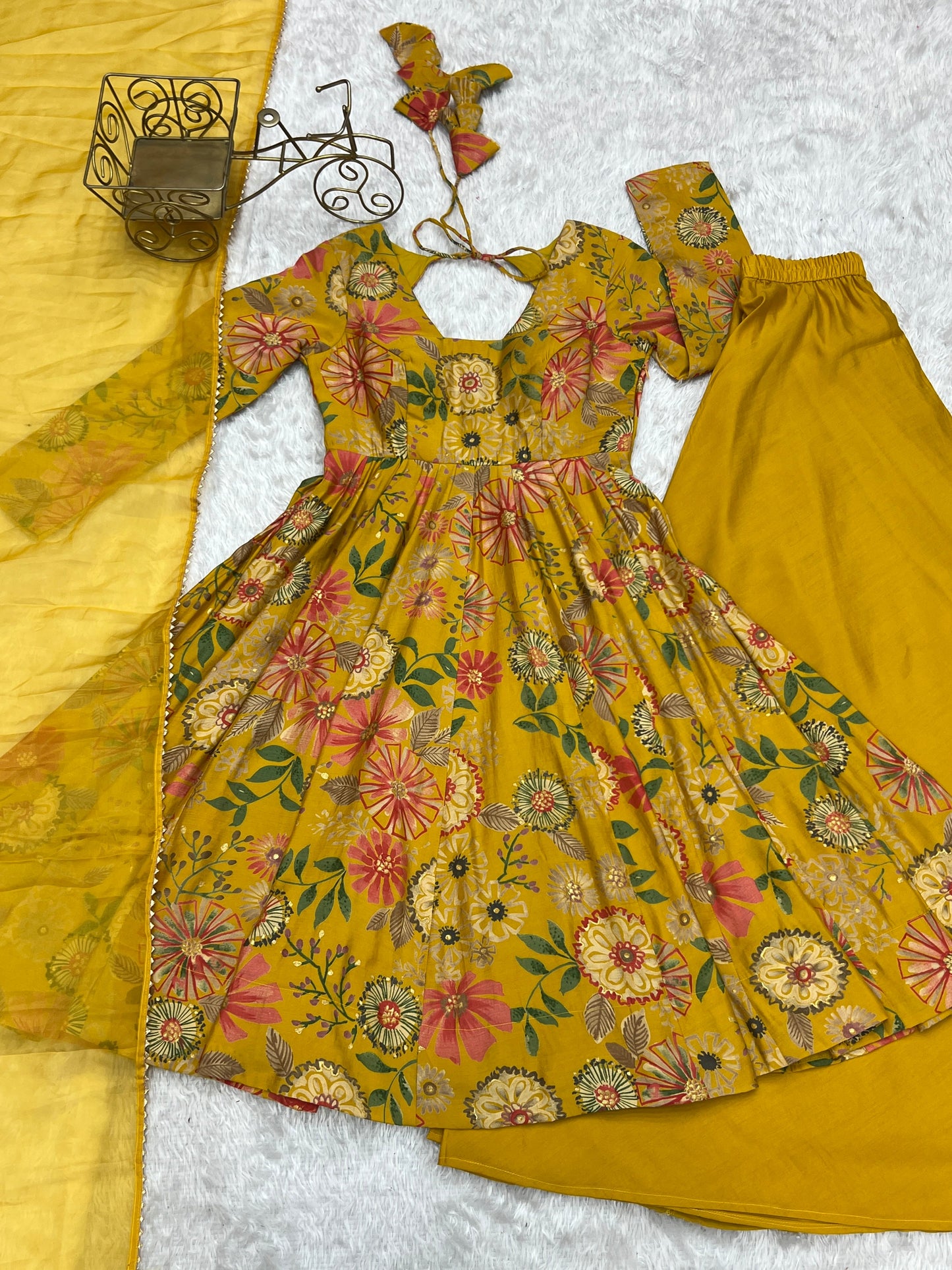Haldi Special Wear Yellow Color Heavy Pure Soft Roman Silk Chanderi Designer Palazzo Suit