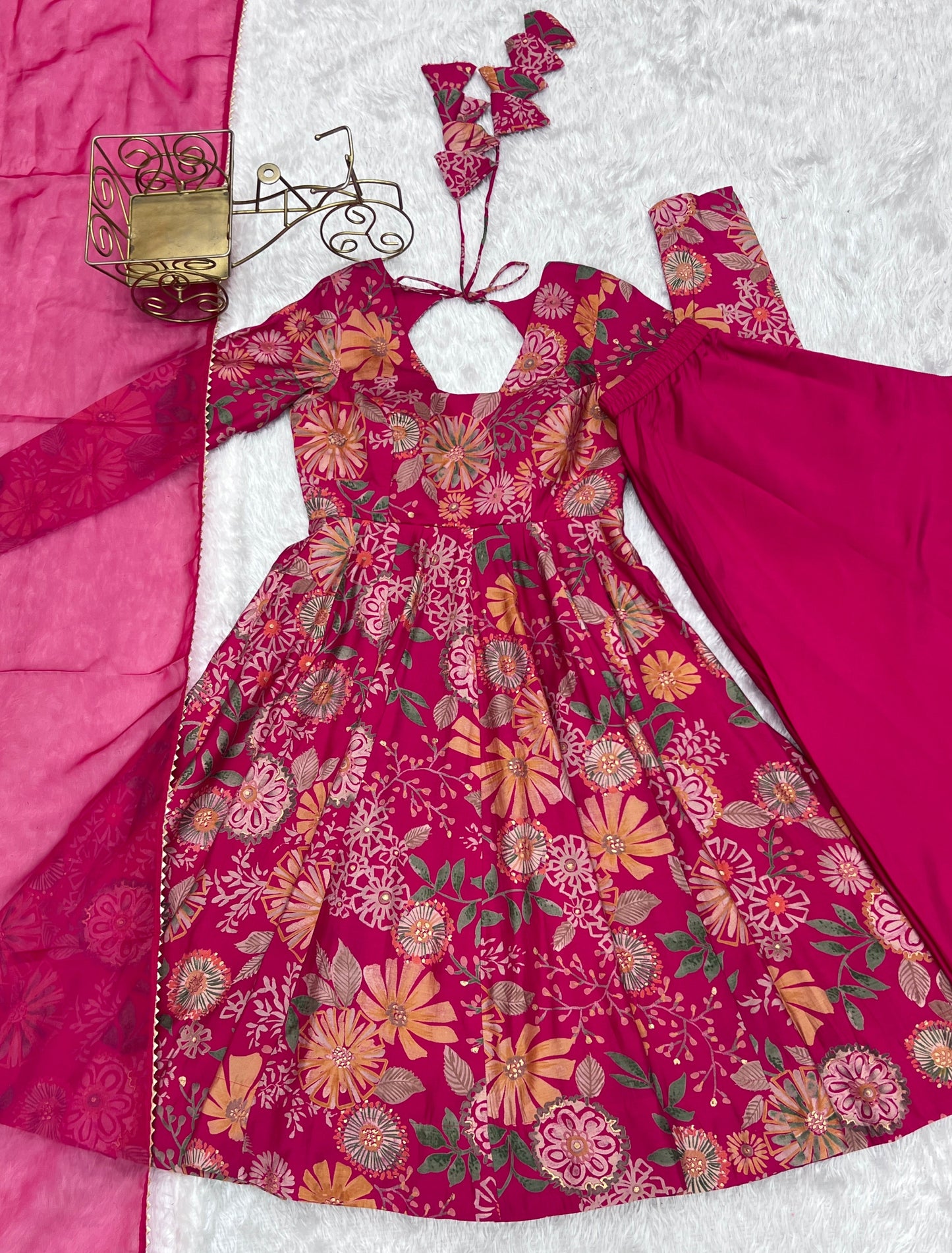 Fabulous Pink Color Heavy Pure Soft Roman Silk Chanderi Designer Palazzo Suit