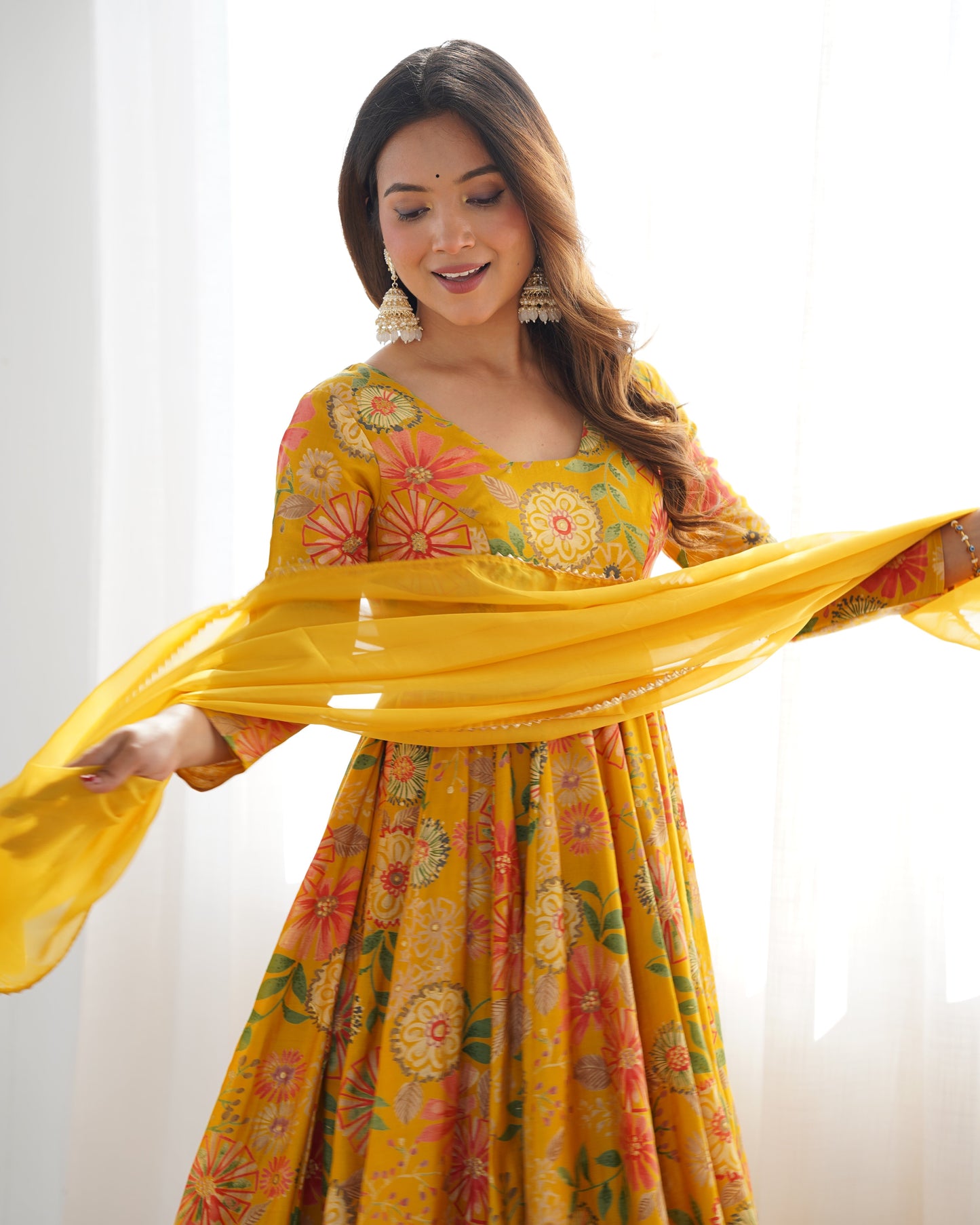 Haldi Special Wear Yellow Color Heavy Pure Soft Roman Silk Chanderi Designer Palazzo Suit