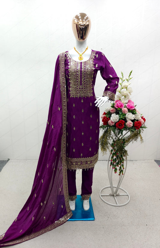 Elegant Purple Color Salwar Suit With Dupatta
