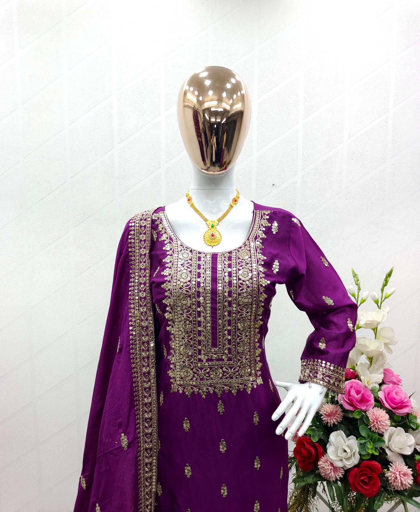 Elegant Purple Color Salwar Suit With Dupatta