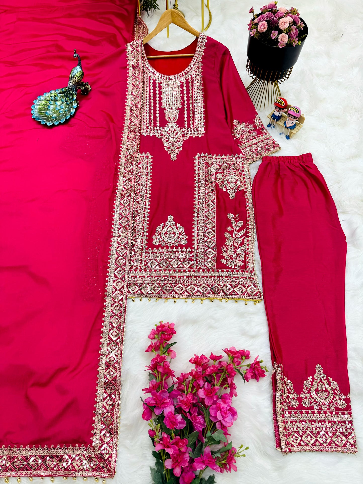Ravishing Embroidery Work Pink Color Salwar Suit