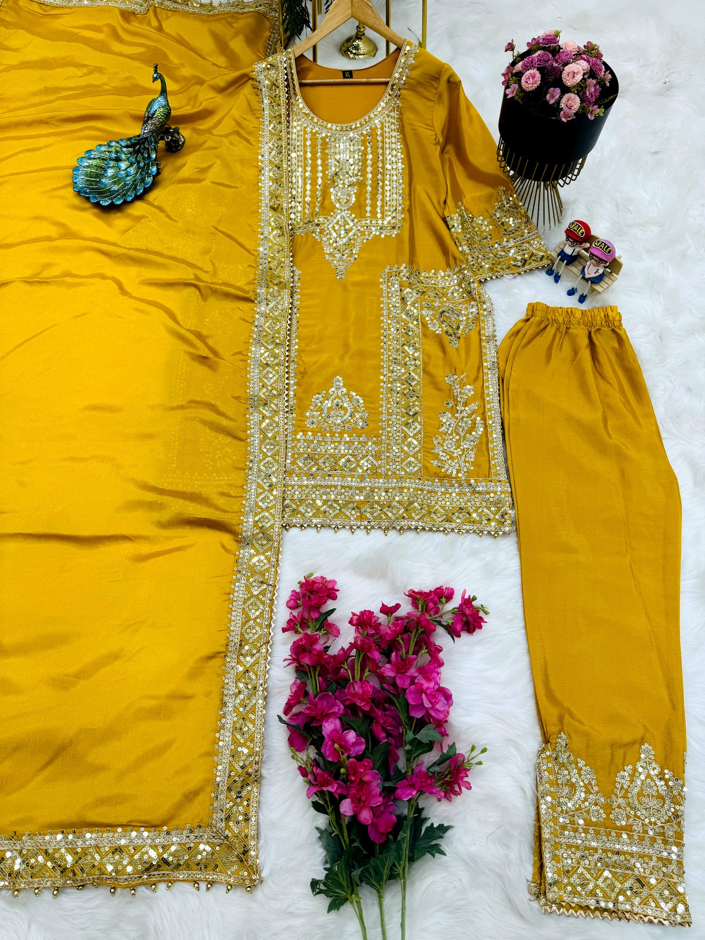 Ravishing Embroidery Work Mustered Color Salwar Suit