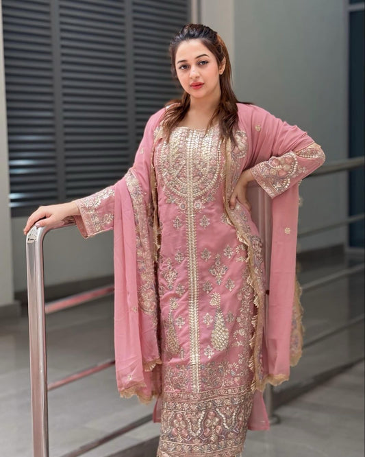 Fantastic Light Pink Sequence Work Salwar Suit