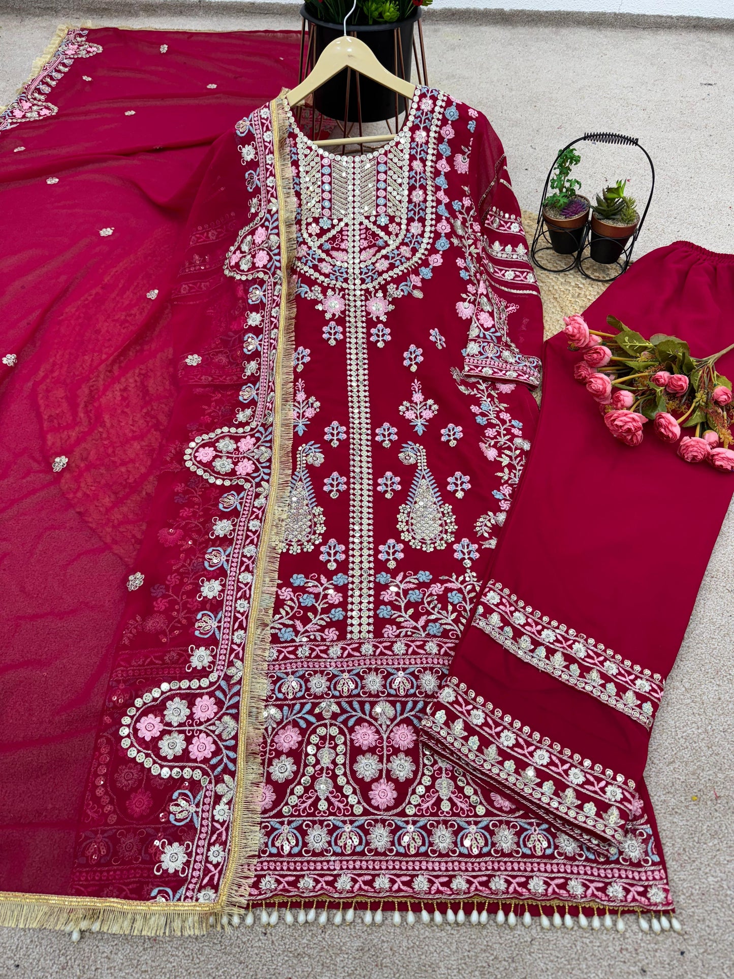 Fantastic Dark Pink Sequence Work Salwar Suit