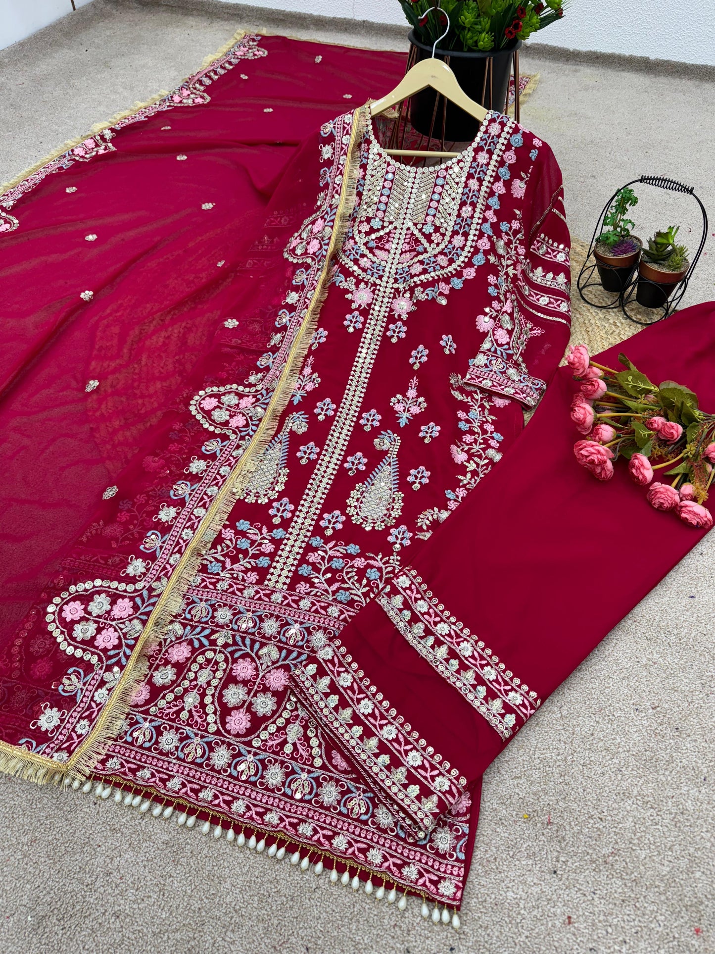 Fantastic Dark Pink Sequence Work Salwar Suit