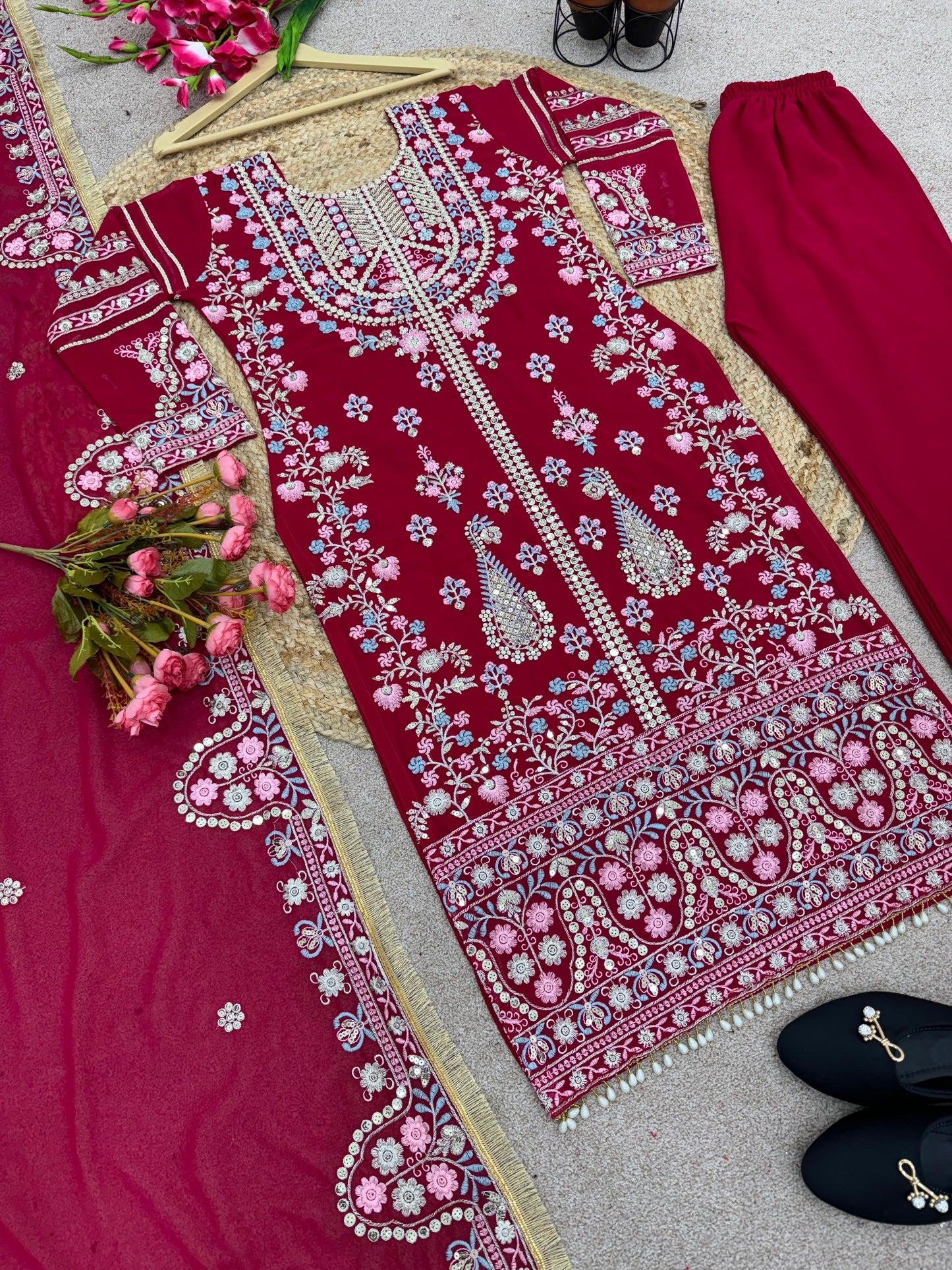 Fantastic Dark Pink Sequence Work Salwar Suit