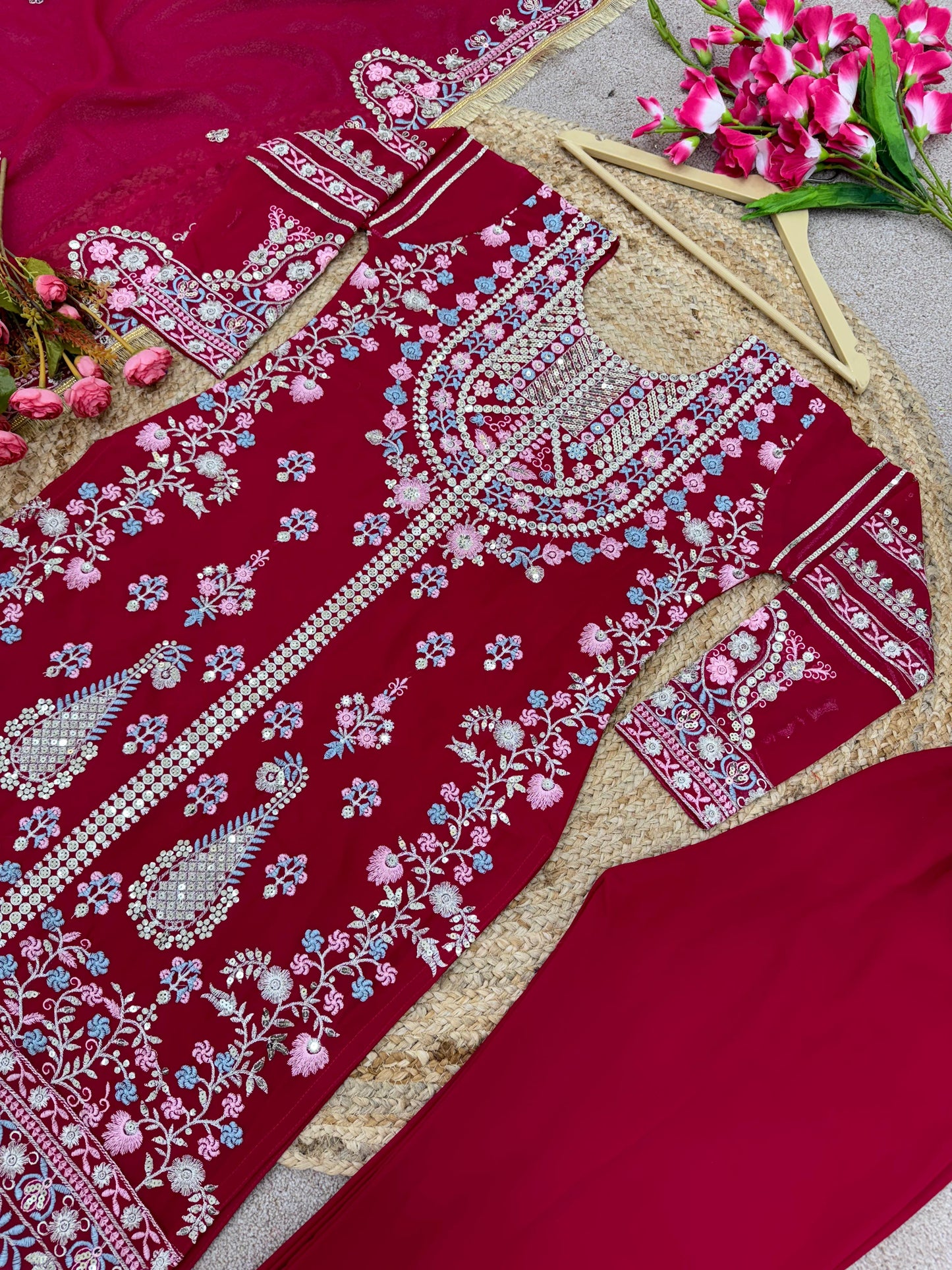 Fantastic Dark Pink Sequence Work Salwar Suit