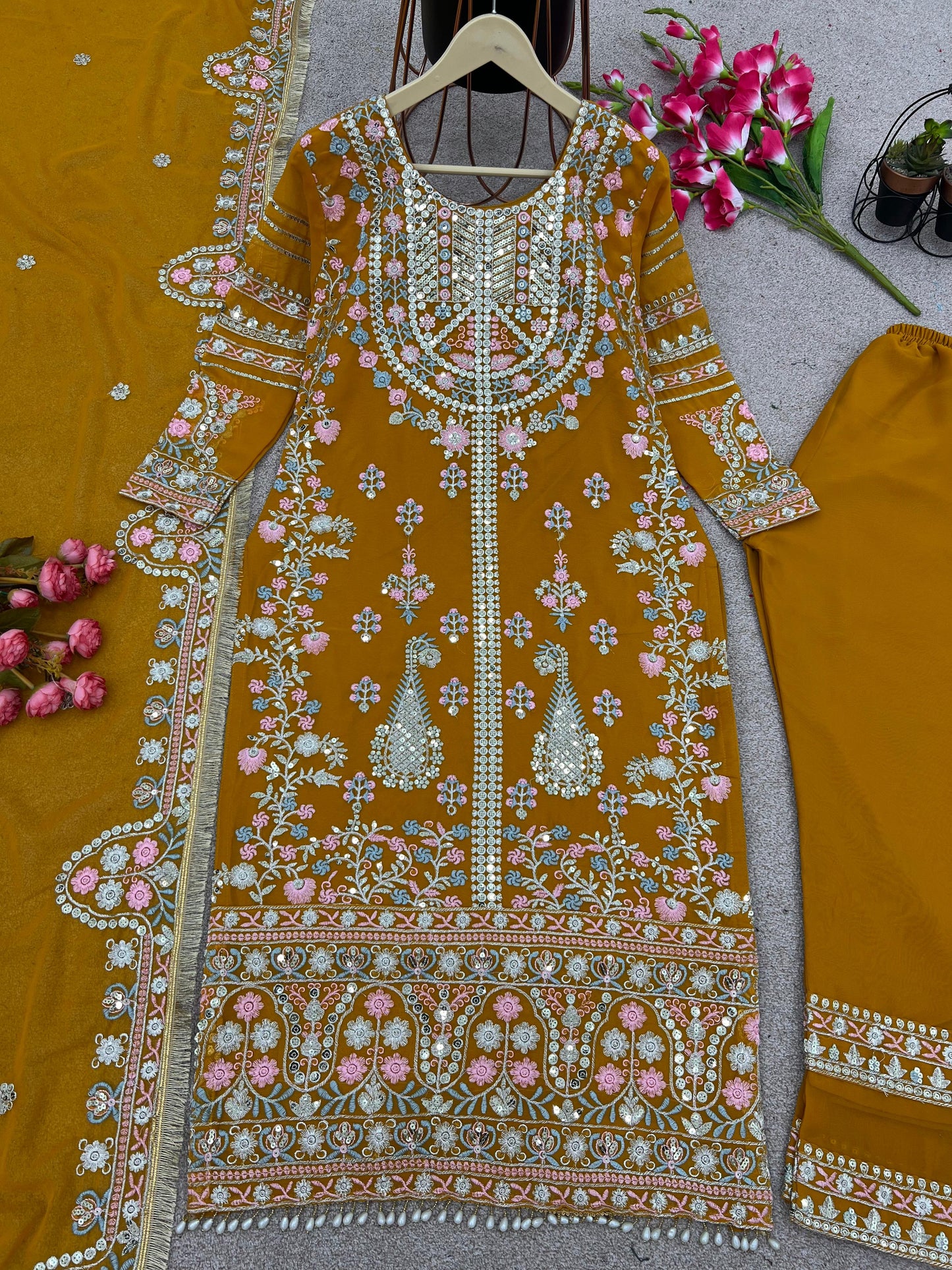 Fantastic Mustard Sequence Work Salwar Suit
