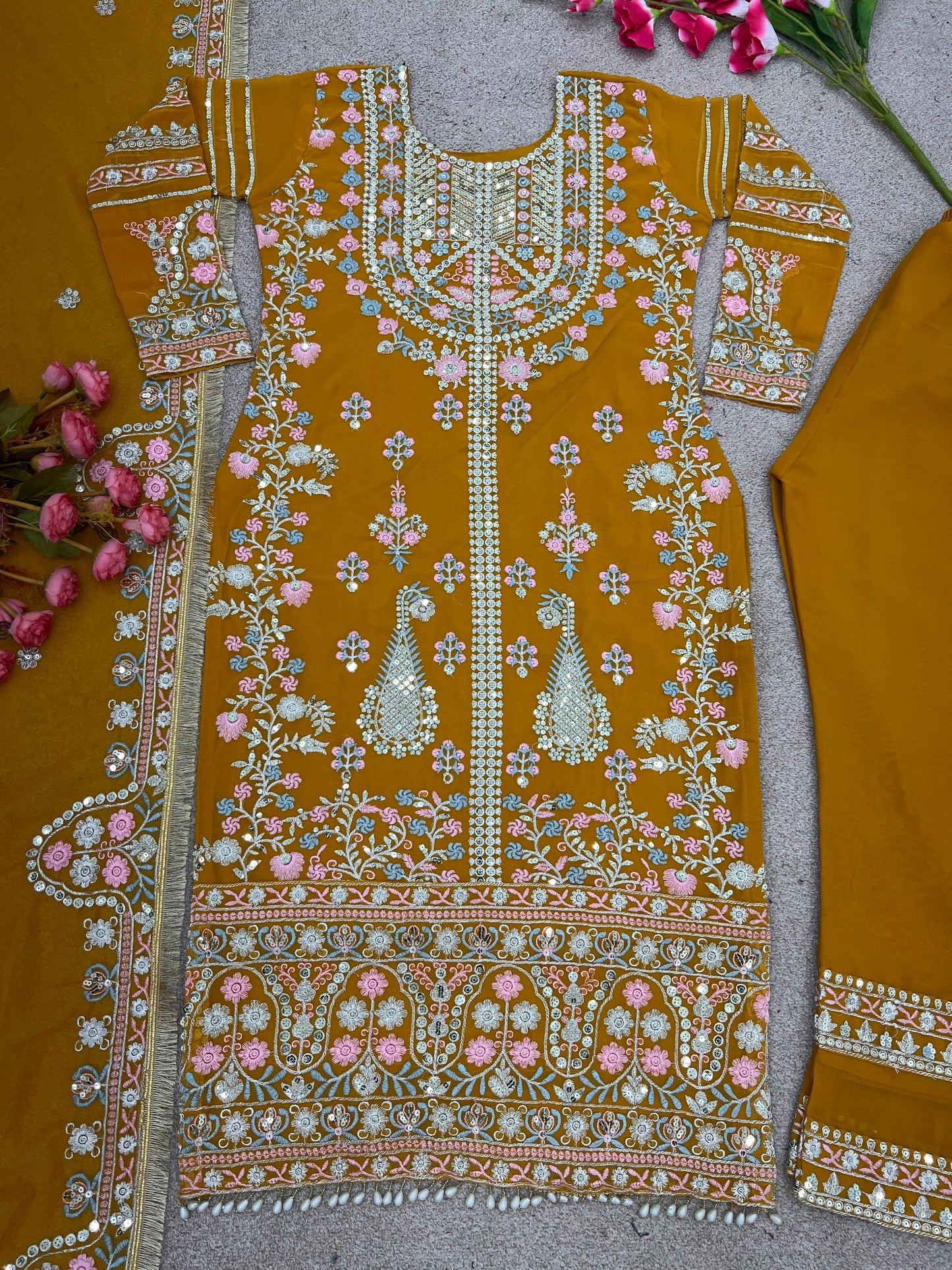 Fantastic Mustard Sequence Work Salwar Suit