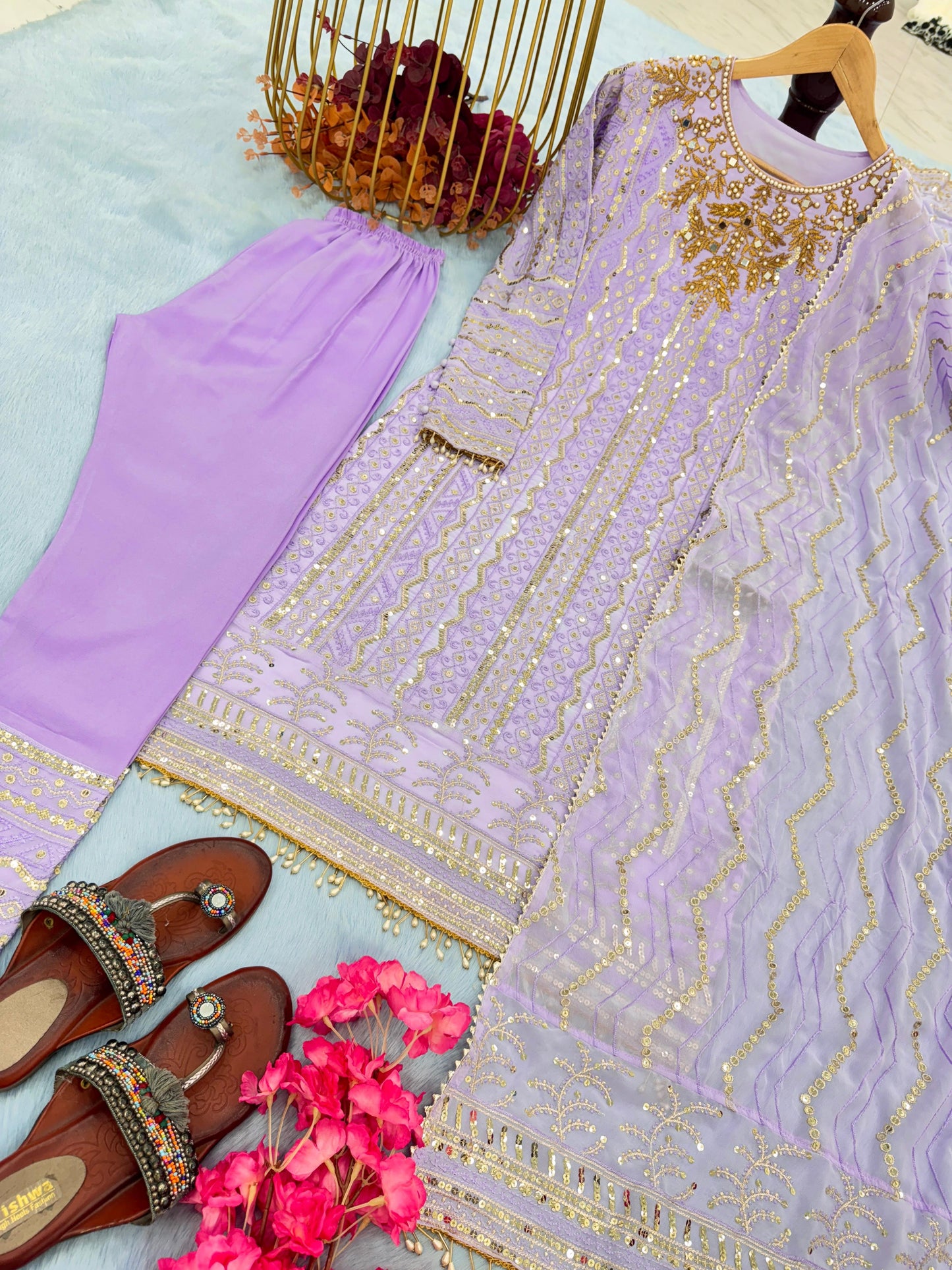 Opulent Lavender Color Sequence Work Salwar Suit