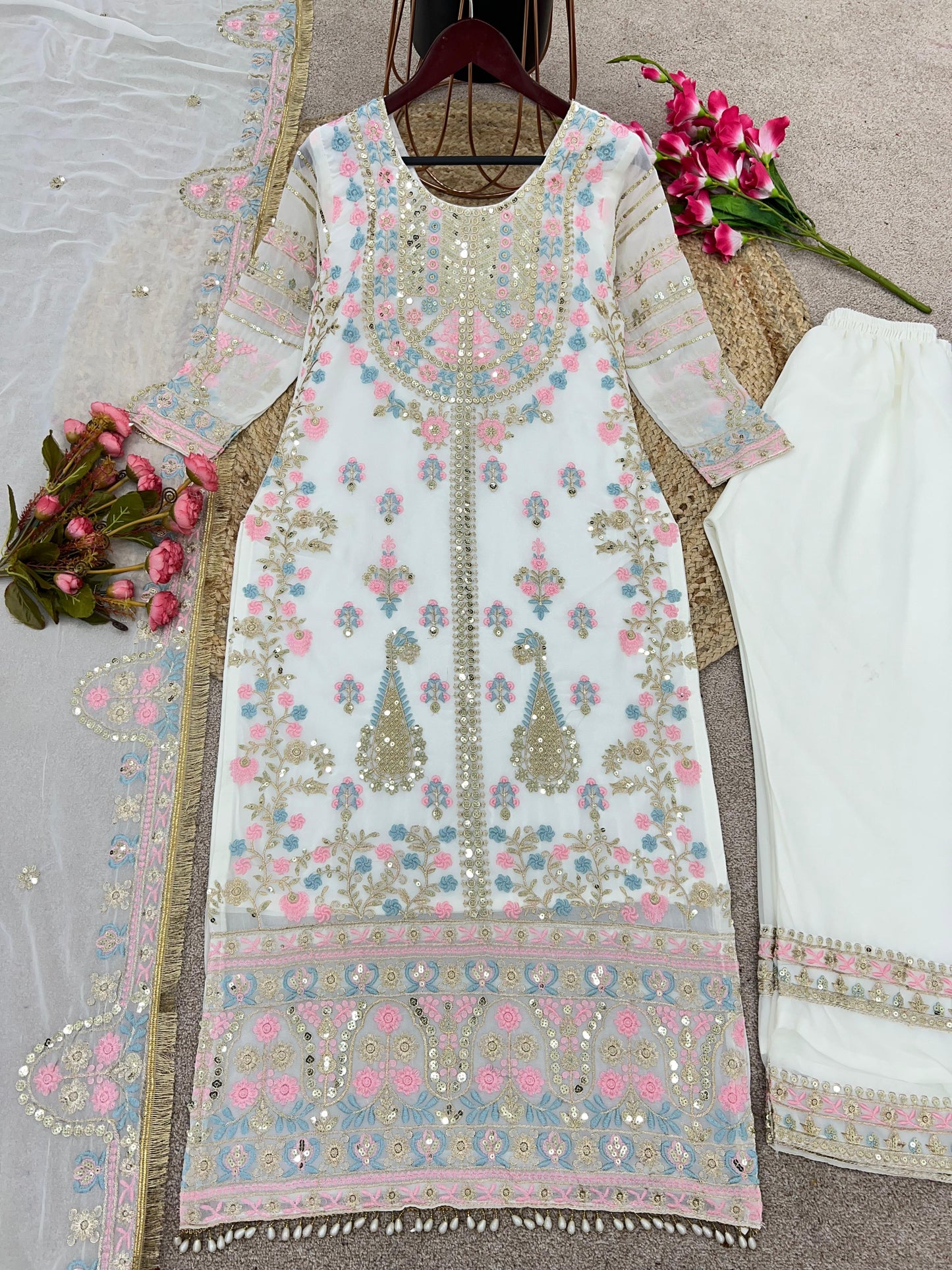 Fantastic White Sequence Work Salwar Suit