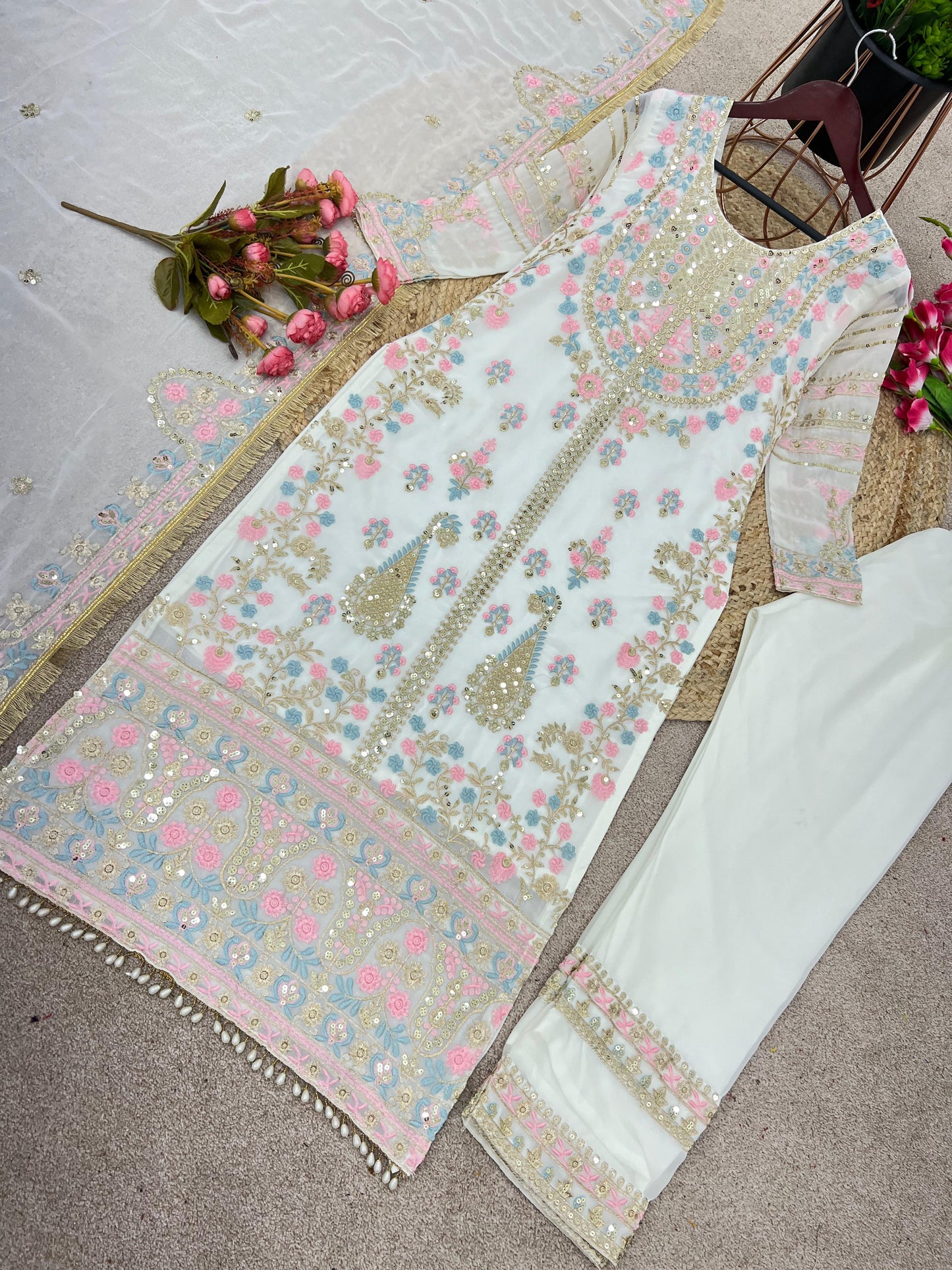 Fantastic White Sequence Work Salwar Suit