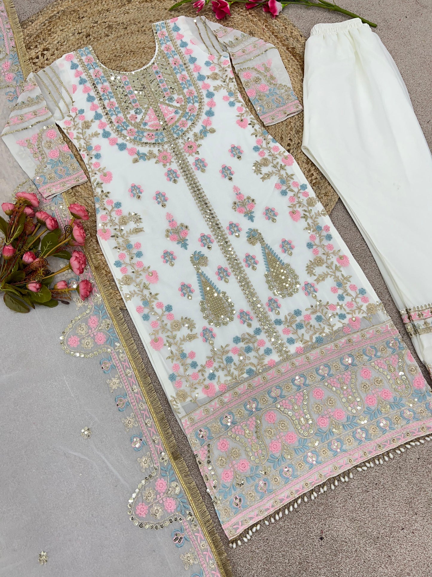 Fantastic White Sequence Work Salwar Suit