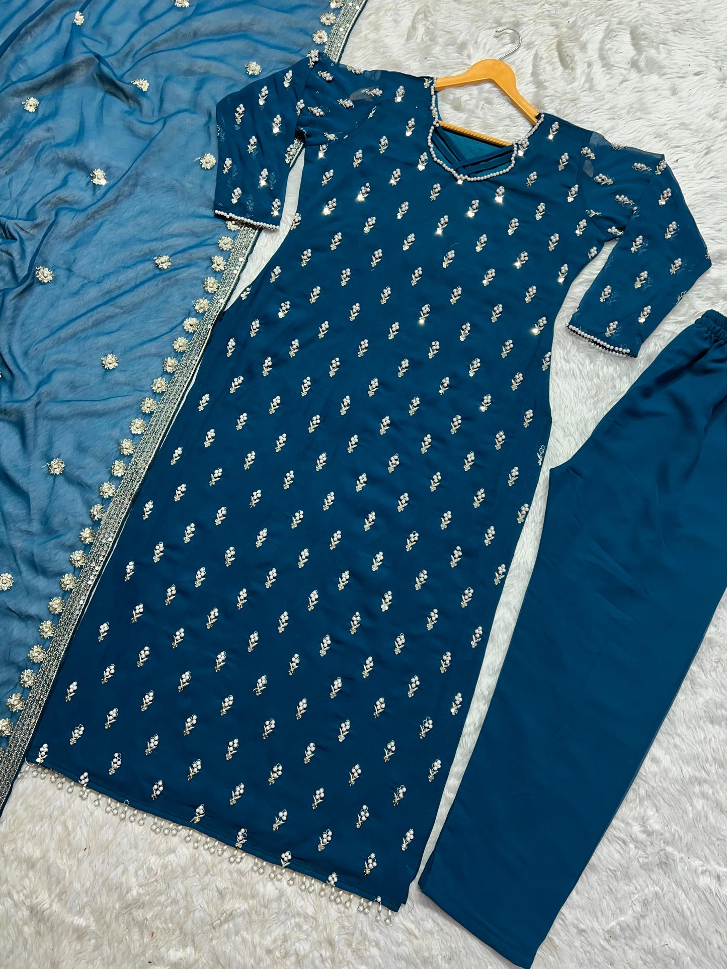 Sequence Embroidery Work Work Blue Color Salwar Suit