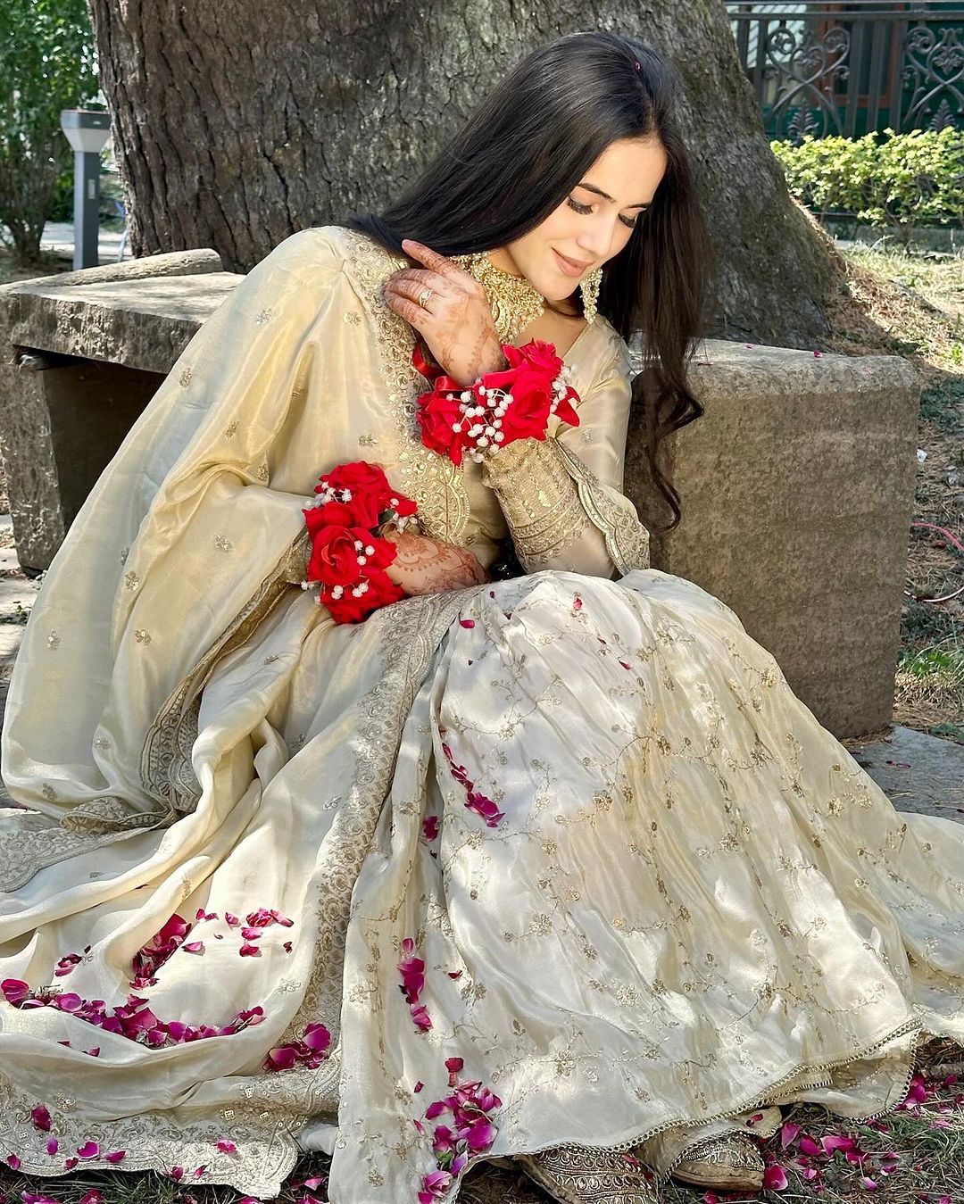 Party Wear White Color Georgette Embroidery Work Sharara Suit