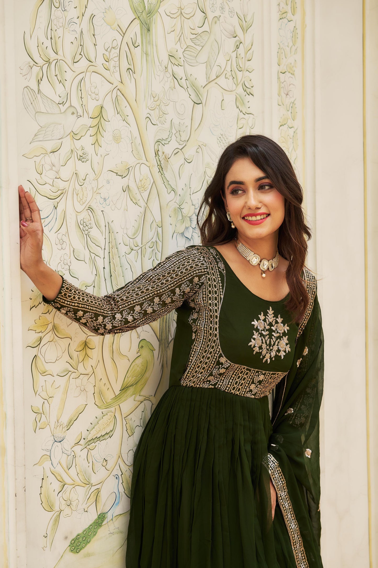 Engagement Wear Green Color Georgette Heavy sequence Embroidery Work Designer Gown
