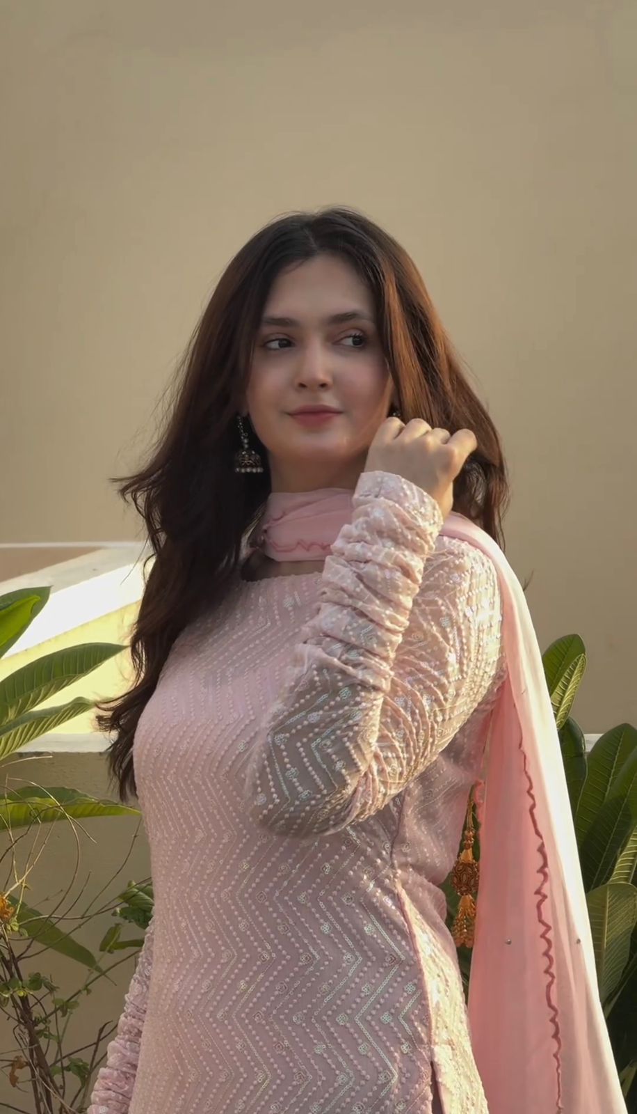 Occasion Wear Peach Color Georgette With Sequence Work Salwar Suit