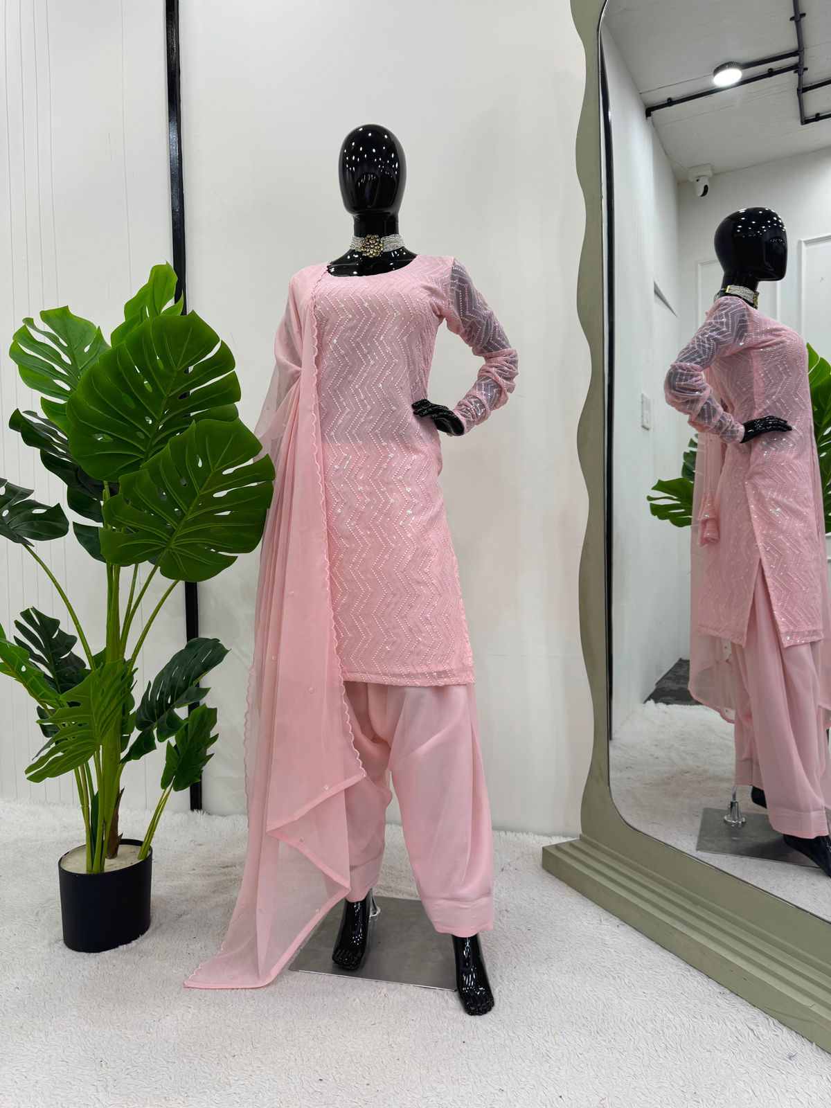 Occasion Wear Peach Color Georgette With Sequence Work Salwar Suit