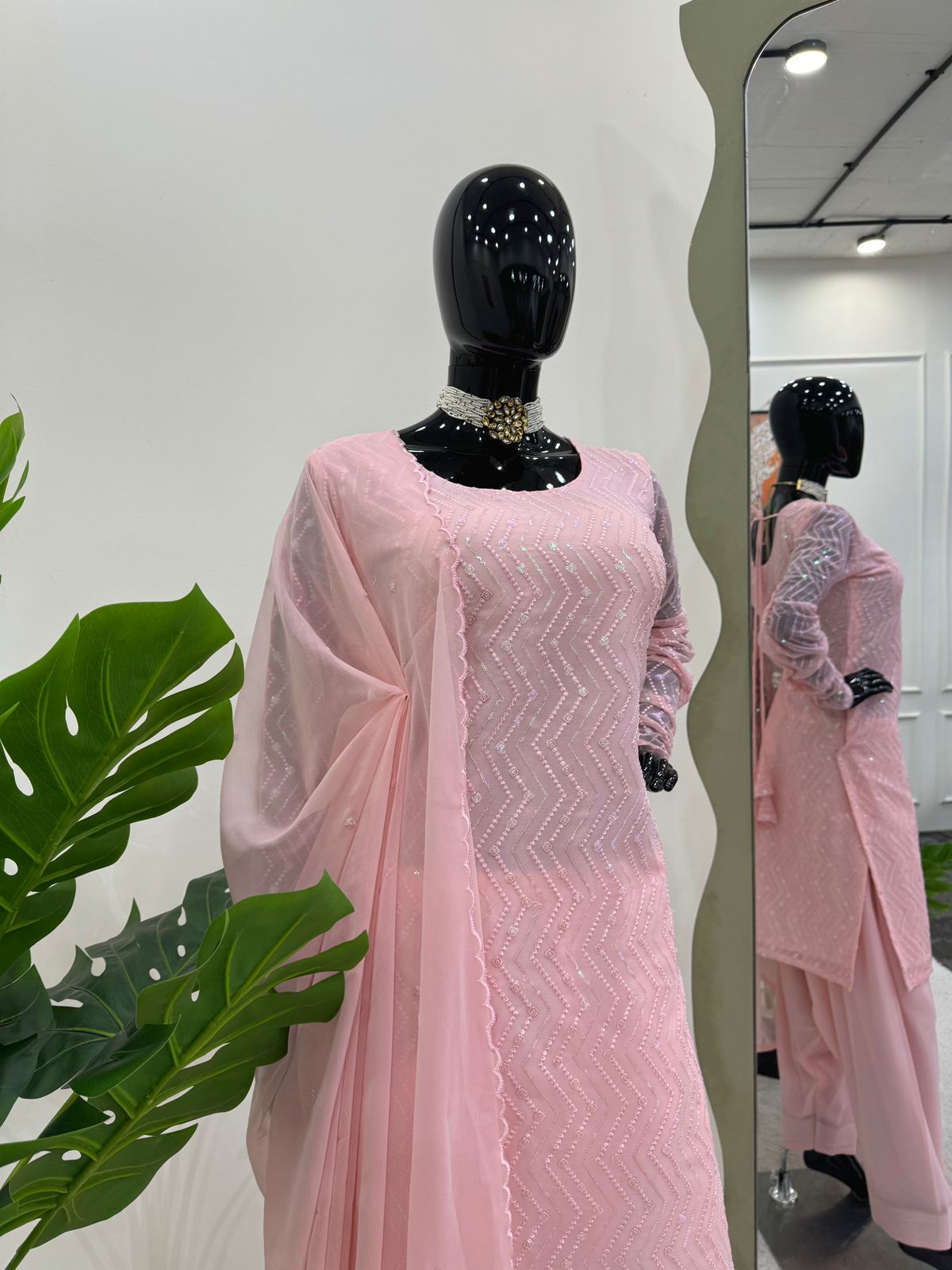 Occasion Wear Peach Color Georgette With Sequence Work Salwar Suit